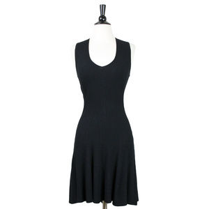DEX | Black Ribbed Knit Flare Dress
